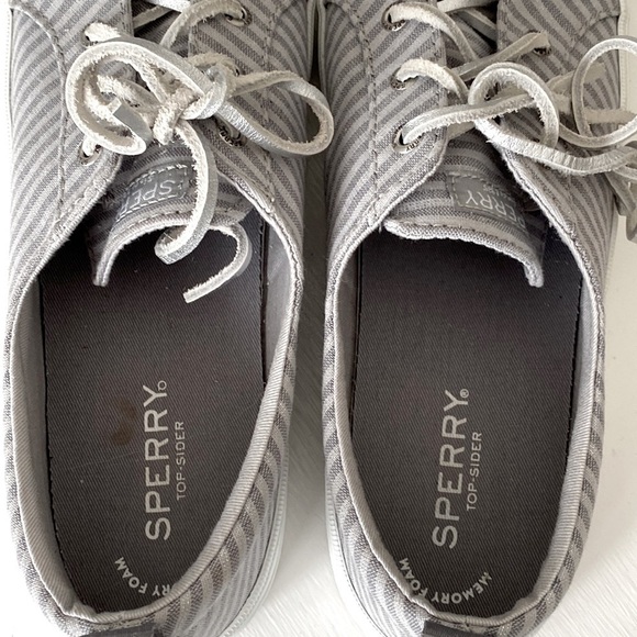 NEW SPERRY Crest Vibe Gray Metallic Stripe Memory Foam Top-Sider Shoes in Box - Picture 14 of 17